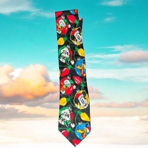 Mickey Limited‎  Silk Disney Vtg. Christmas  Tie Goofy Mickey Pluto Donald Duck